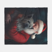 Couverture Polaire Skye Terrier avec Noël Festif du Père Noël (Devant (Horizontal))
