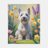 Couverture Polaire Skye Terrier Chien Fleurs de printemps Peinture (Devant)