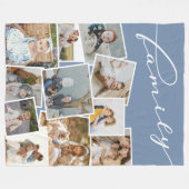 Couverture Polaire Slate Blue Scattered Photos Famille de Collage de  (Devant (Horizontal))