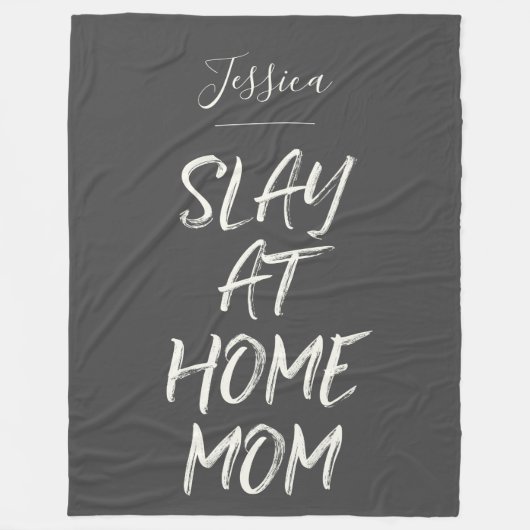 Couverture Polaire Slay At Home Maman Funny Nom personnalisé Grey (Devant)
