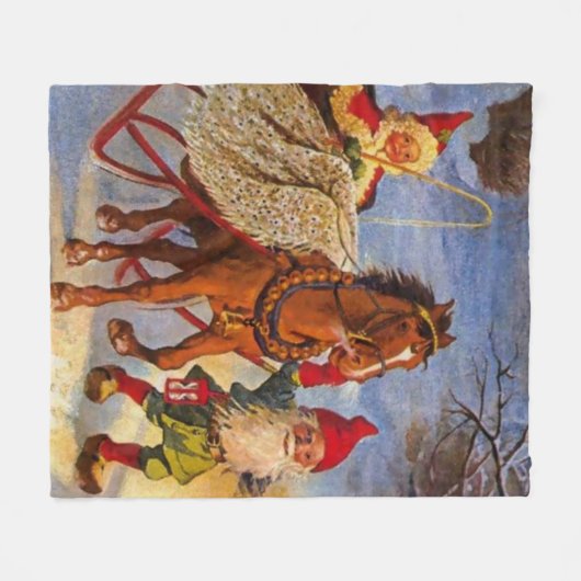 Couverture Polaire "Sled Ride at Night" de Jenny Nystrom (Devant (Horizontal))