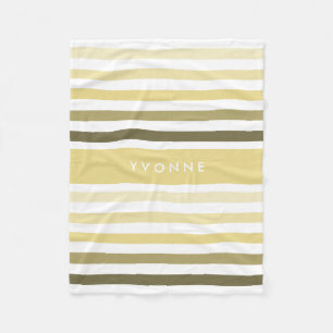 Couverture Polaire Sleek Variegegee Stripes et Nom en Pastel Jaune