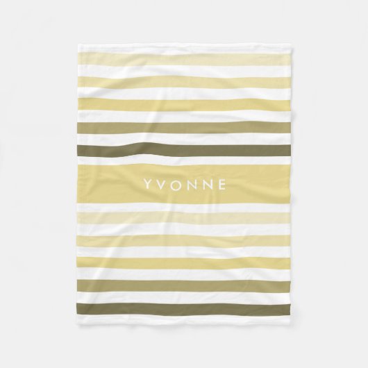 Couverture Polaire Sleek Variegegee Stripes et Nom en Pastel Jaune (Devant)