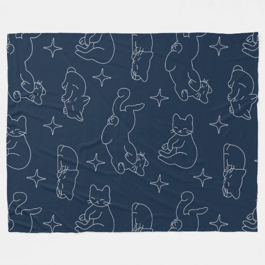 Couverture Polaire Sleepy Cat Fleece Blanket – Cozy Cat Pattern (Devant (Horizontal))