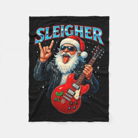 Couverture Polaire Sleigher Rock Santa Funny Metal Christmas Design  (Devant)