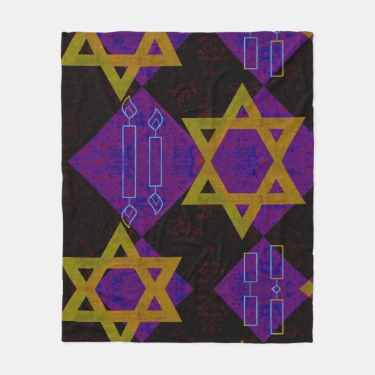 Couverture Polaire SlipperyJoe's Happy Hanoukka Star de David menorah (Devant)