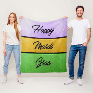Couverture Polaire SlipperyJoe's Happy Mardi Gras violet or vert b