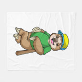 Couverture Polaire Sloth au baseball avec batte de baseball (Devant (Horizontal))