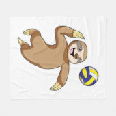 Couverture Polaire Sloth comme joueur de volleyball avec volleyball (Devant (Horizontal))
