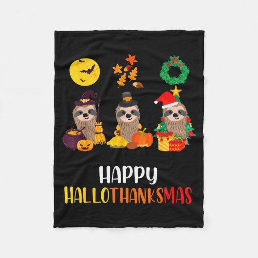 Couverture Polaire Sloth Halloween Christmas Happy Hallothanksmas Tha (Devant)