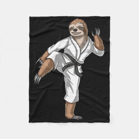 Couverture Polaire Sloth Karate Kickboxing Taekwondo Muay Thai Martia (Devant)