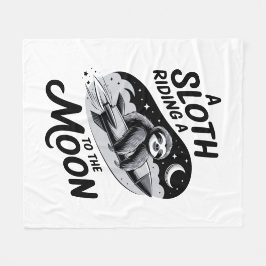 Couverture Polaire Sloth Riding a Rocket to the Moon (Devant (Horizontal))