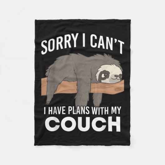 Couverture Polaire Sloth Sorry I Can’t I Have Plans With My Couch (Devant)