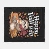 Couverture Polaire Sloth tenant citrouille épices heureux automne Yal (Devant (Horizontal))