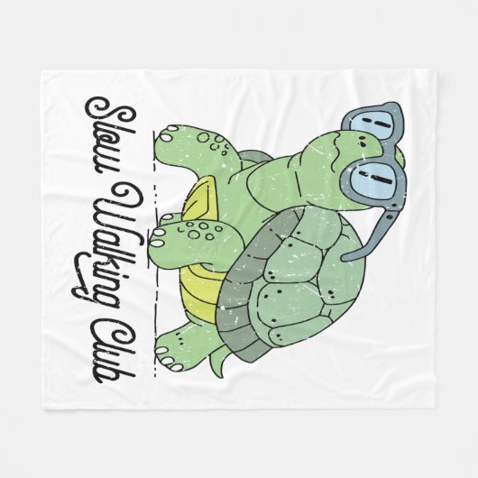 Couverture Polaire Slow Walking Club Cute Funny Turtle (Devant (Horizontal))