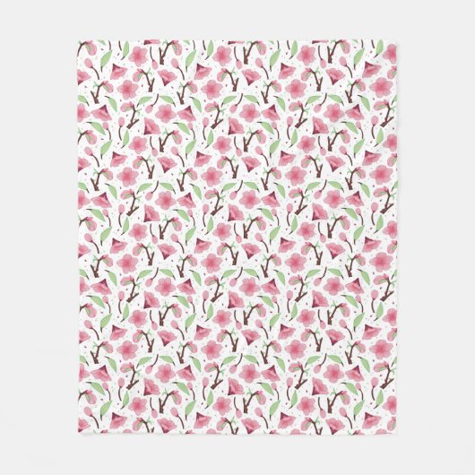 Couverture Polaire Small Scale Pink Cherry Blossom Floral Pattern (Devant)