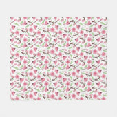 Couverture Polaire Small Scale Pink Cherry Blossom Floral Pattern (Devant (Horizontal))