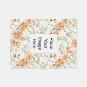 Couverture Polaire Small Throw Blanket, Peach Flowers, Add Name/Pic (Devant (Horizontal))
