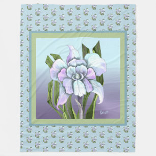 Couverture Polaire Smeraldo fleurie Blanche polaire