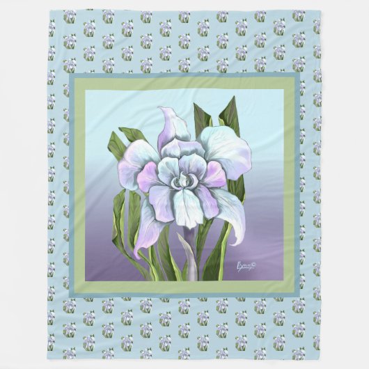 Couverture Polaire Smeraldo fleurie Blanche polaire (Devant)