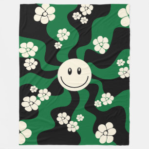 Couverture Polaire Smile - Vert, Crème et Noir