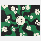 Couverture Polaire Smile - Vert, Crème et Noir (Devant (Horizontal))