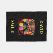 Couverture Polaire Smiley visage personnalisé nom flece couverture. (Devant (Horizontal))