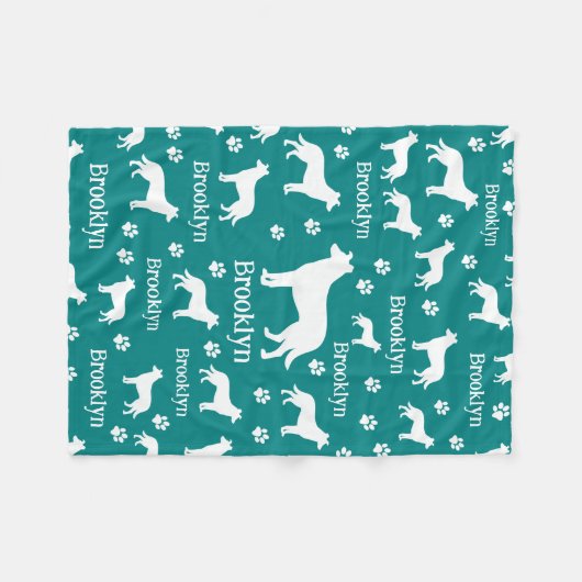 Couverture Polaire Smooth Collie Personalized Dog Blanket Deep Teal (Devant (Horizontal))