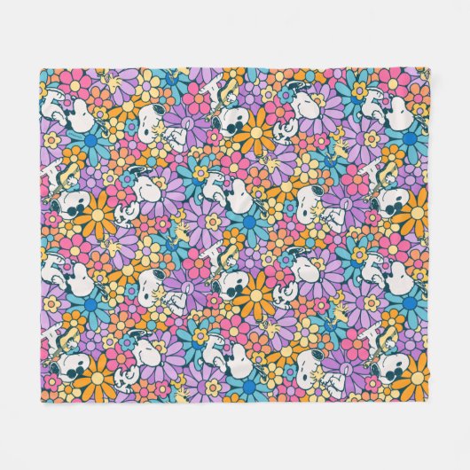 Couverture Polaire Snoopy & Motif de fleurs de bois (Devant (Horizontal))