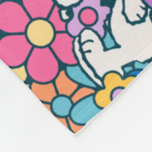 Couverture Polaire Snoopy & Motif de fleurs de bois (Coin)