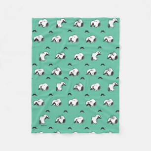 Couverture Polaire Snoopy Moustaches et Motif Turquoise