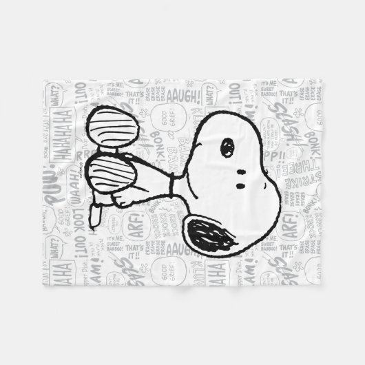 Couverture Polaire Snoopy on Black White Comics (Devant (Horizontal))