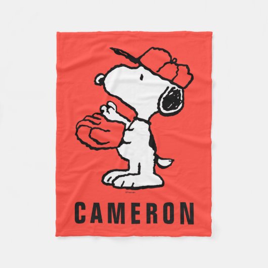 Couverture Polaire Snoopy Varsity Sports Baseball | Ajouter Votre Nom (Devant)