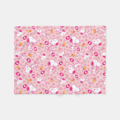 Couverture Polaire Snoopy & Woodstock Motif Coeurs roses (Devant (Horizontal))