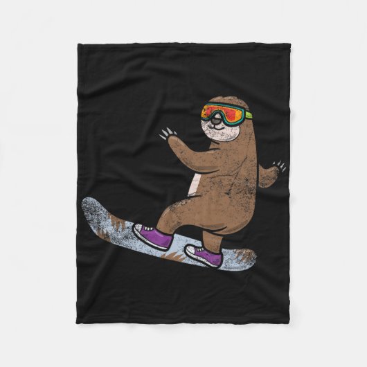 Couverture Polaire Snowboard Sloth Lover Snowboard Snow Winter S (Devant)