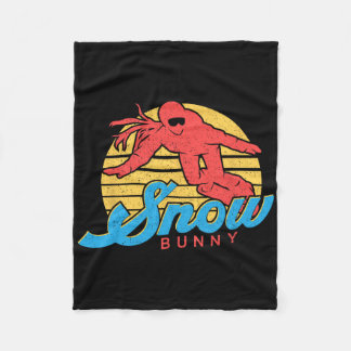 Couverture Polaire Snowboard Snowboard Vintage Retro Bunny Girl