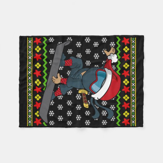 Couverture Polaire Snowboard Vilain Motif de Noël Ninja Sno (Devant (Horizontal))
