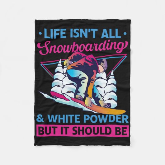 Couverture Polaire Snowboard White Powder Retro 90s 80s Snowboard (Devant)