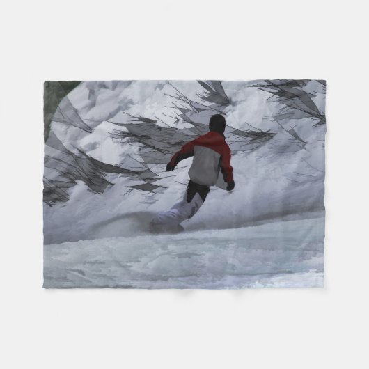 Couverture Polaire Snowboarder Carving the Mountain Winter Sport (Devant (Horizontal))