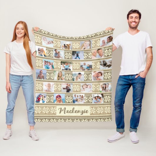 Couverture Polaire Snowflake 24 Photo Brown Faux Sweater Personnalisé (En situation)