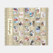 Couverture Polaire Snowflake 24 Photo Brown Faux Sweater Personnalisé (Devant (Horizontal))