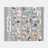 Couverture Polaire Snowflake 24 Photo Grey blanc Sweater Personnalisé (Devant (Horizontal))
