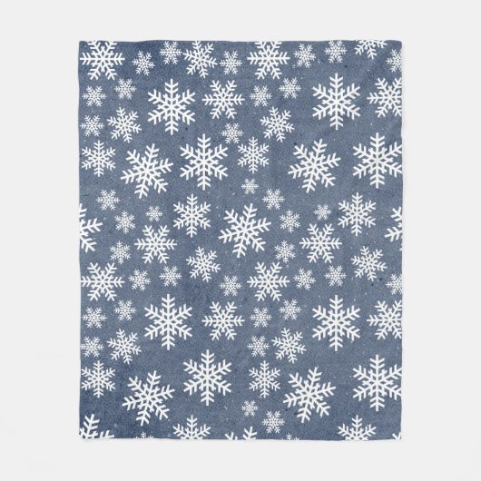 Couverture Polaire Snowflake Blue Holiday Winter Snow Motif (Devant)