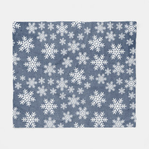 Couverture Polaire Snowflake Blue Holiday Winter Snow Motif