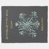 Couverture Polaire Snowflake script gris or turquoise simple moderne  (Devant (Horizontal))