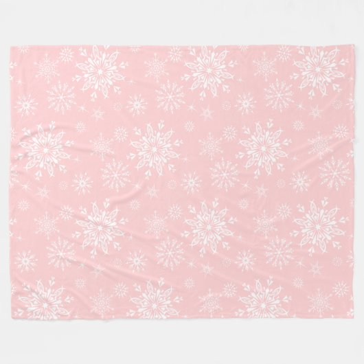 Couverture Polaire Snowflakes Blanche-Toison (Devant (Horizontal))