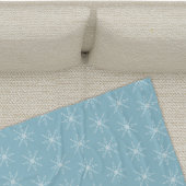 Couverture Polaire Snowflakes Blue Fleece Blanche