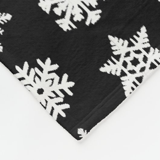 Couverture Polaire Snowflakes Ikat - Noir et blanc (Coin)