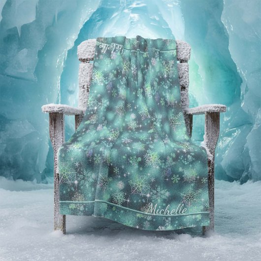 Couverture Polaire Snowflakes le plus beau Motif ID Turquoise846