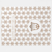 Couverture Polaire Snowflakes Motif White et Gold Christmas Bell (Devant (Horizontal))